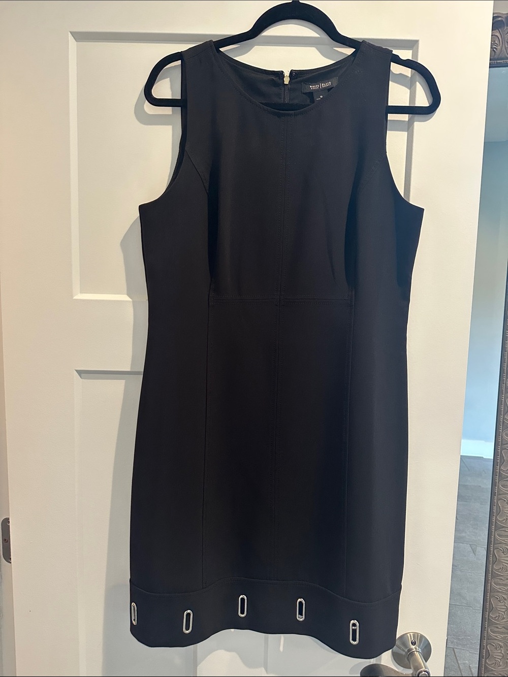 White House Black Market Black Sleeveless Shift Dress with Eyelet Detail